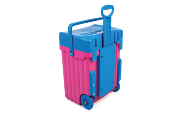 Cadii schoolbag - Pink Body and Blue Trim with Dividers and Lunchbox