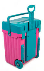 Cadii schoolbag - Pink Body and turquoise Trim with Dividers and Lunchbox