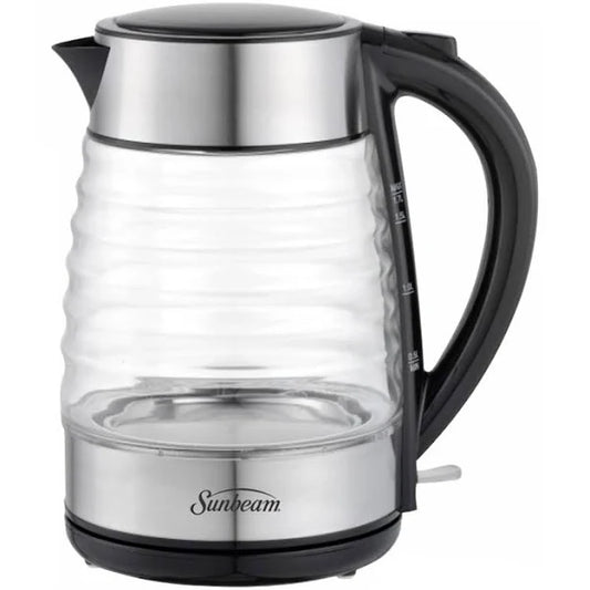 1.7 LITRE S/S RIBBED GLASS KETTLE